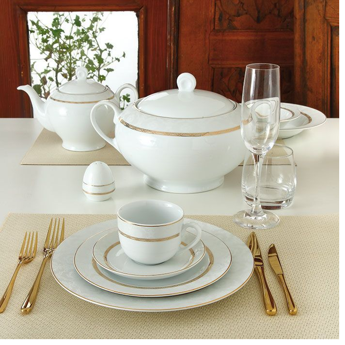 سرویس چینی زرین طرح هدیه طلایی 102 پارچه